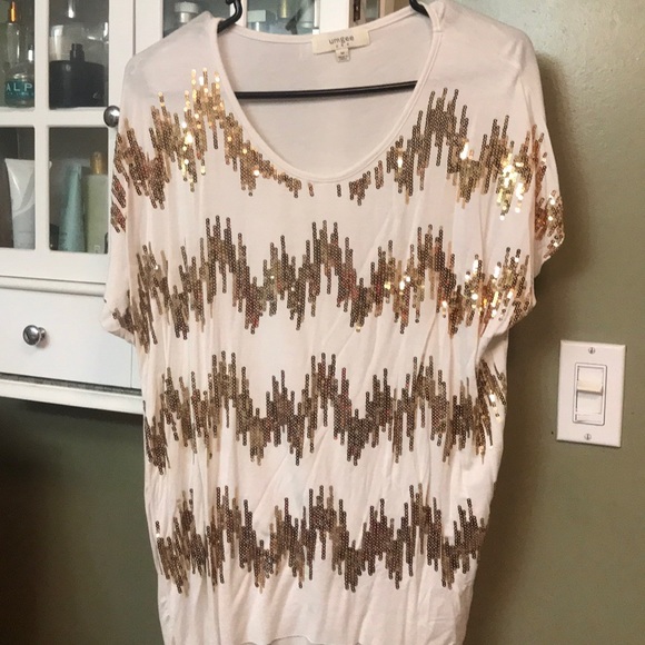 Umgee Tops - Cream and gold sequin top by Umgee.